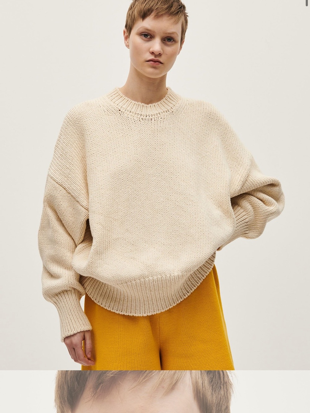 Babaa Cream Oversized Crewneck Sweater